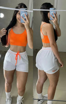 Conjunto Laranja e Branco
