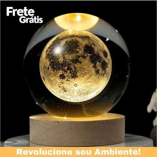 Luminária Universe 3D com Base de Madeira - Incrível para seu ambiente