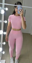 Conjunto Legging Rosa Texturizado