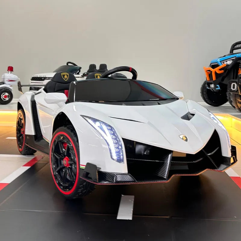 Lamborghini de Brinquedo: Pilotável pela Criança ou pelos Pais, com Controle Remoto, Buzina, USB e Bluetooth e muito mais.