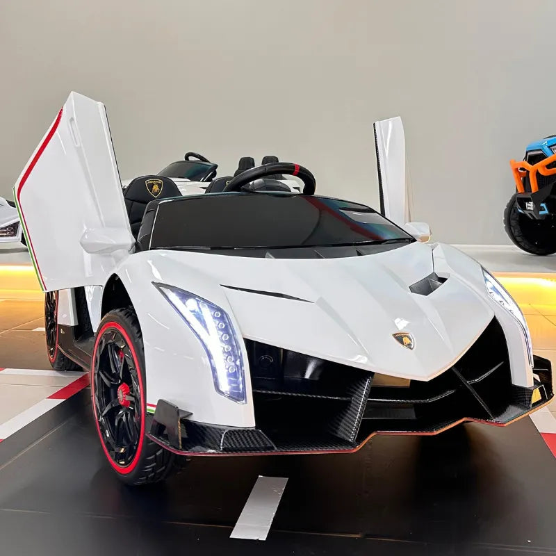 Lamborghini de Brinquedo: Pilotável pela Criança ou pelos Pais, com Controle Remoto, Buzina, USB e Bluetooth e muito mais.