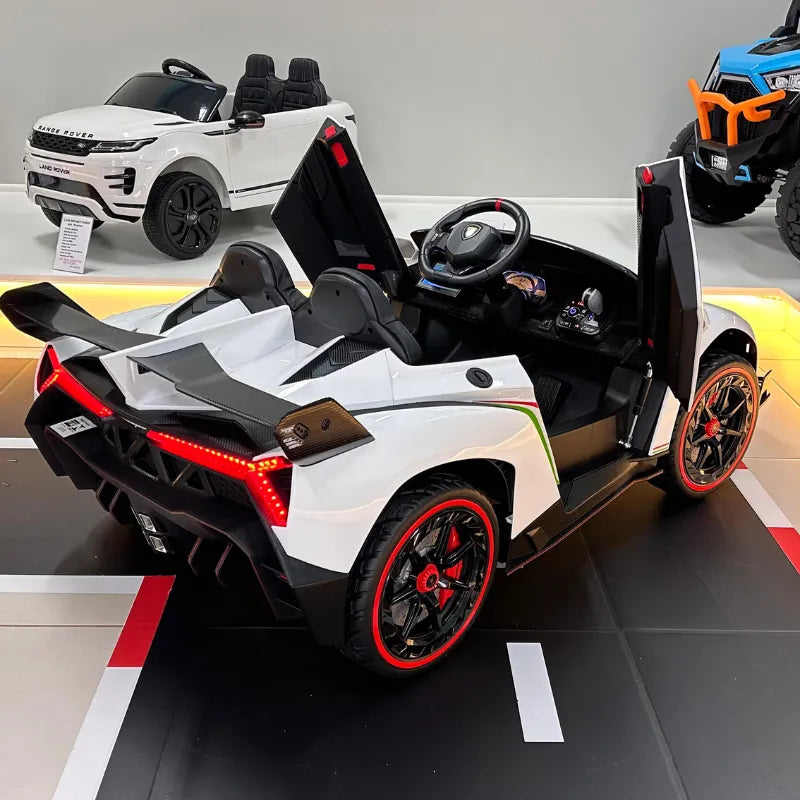 Lamborghini de Brinquedo: Pilotável pela Criança ou pelos Pais, com Controle Remoto, Buzina, USB e Bluetooth e muito mais.
