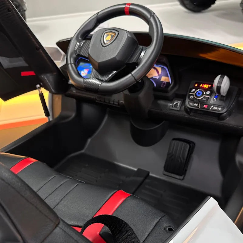 Lamborghini de Brinquedo: Pilotável pela Criança ou pelos Pais, com Controle Remoto, Buzina, USB e Bluetooth e muito mais.