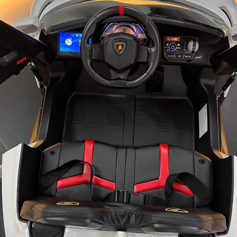 Lamborghini de Brinquedo: Pilotável pela Criança ou pelos Pais, com Controle Remoto, Buzina, USB e Bluetooth e muito mais.