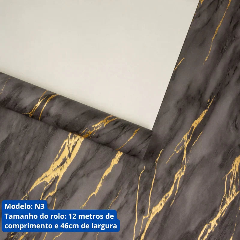 Papel de Parede marmore Premium - Rolo de 12m x 48cm para Transformar seus Ambientes