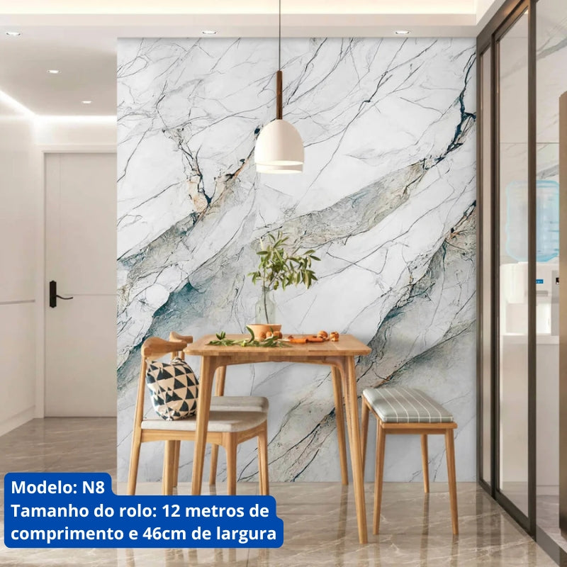Papel de Parede marmore Premium - Rolo de 12m x 48cm para Transformar seus Ambientes