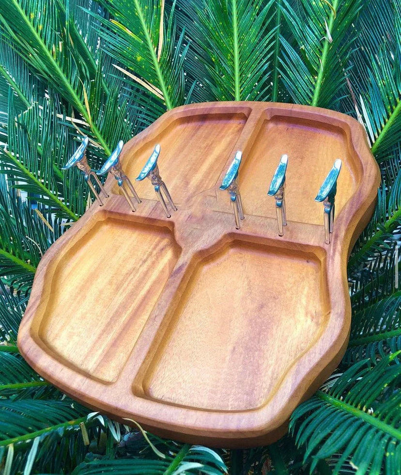 [ULTIMO DIA DE PROMOÇÃO 🔥] Petisqueira Ondulada Premium de madeira nobre + 6 Garfinhos | PERFEITO PRO SEU CHURRASCO